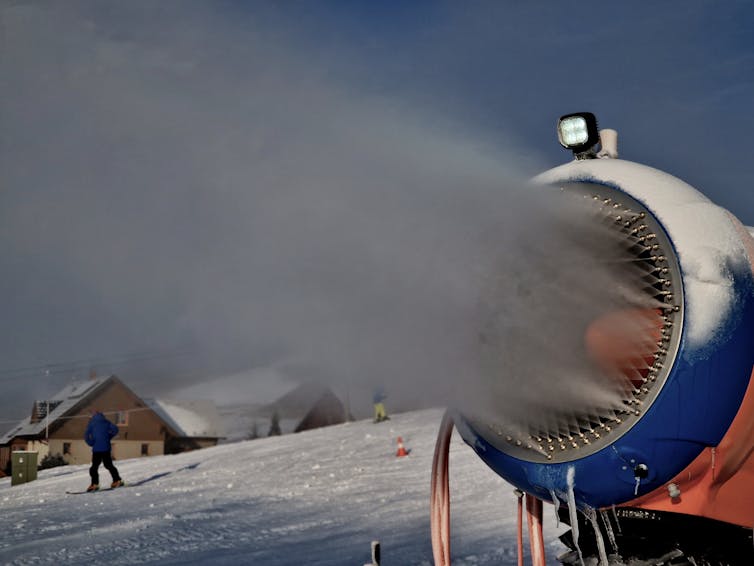 close up of snow cannon