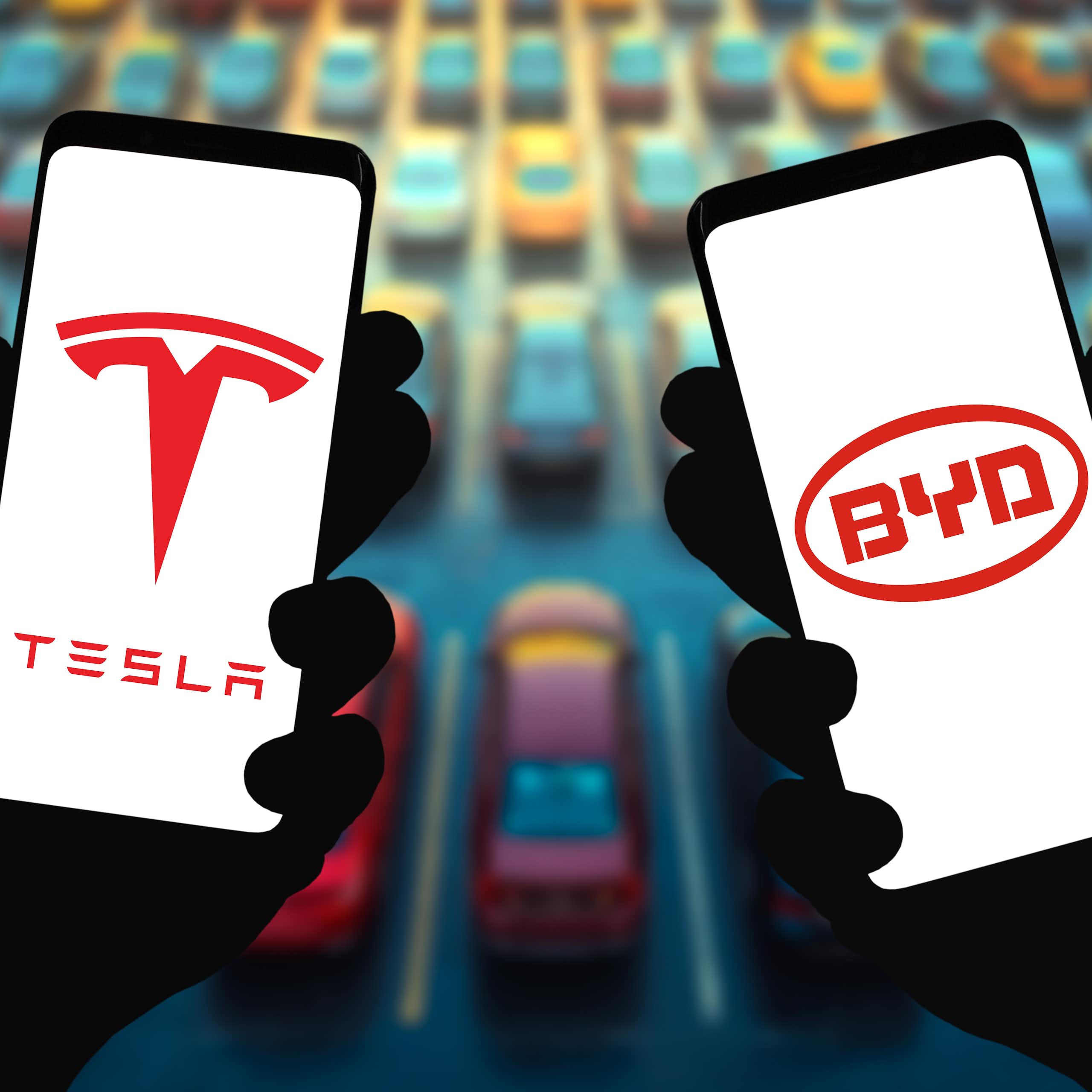 Logo de Tesla et BYD