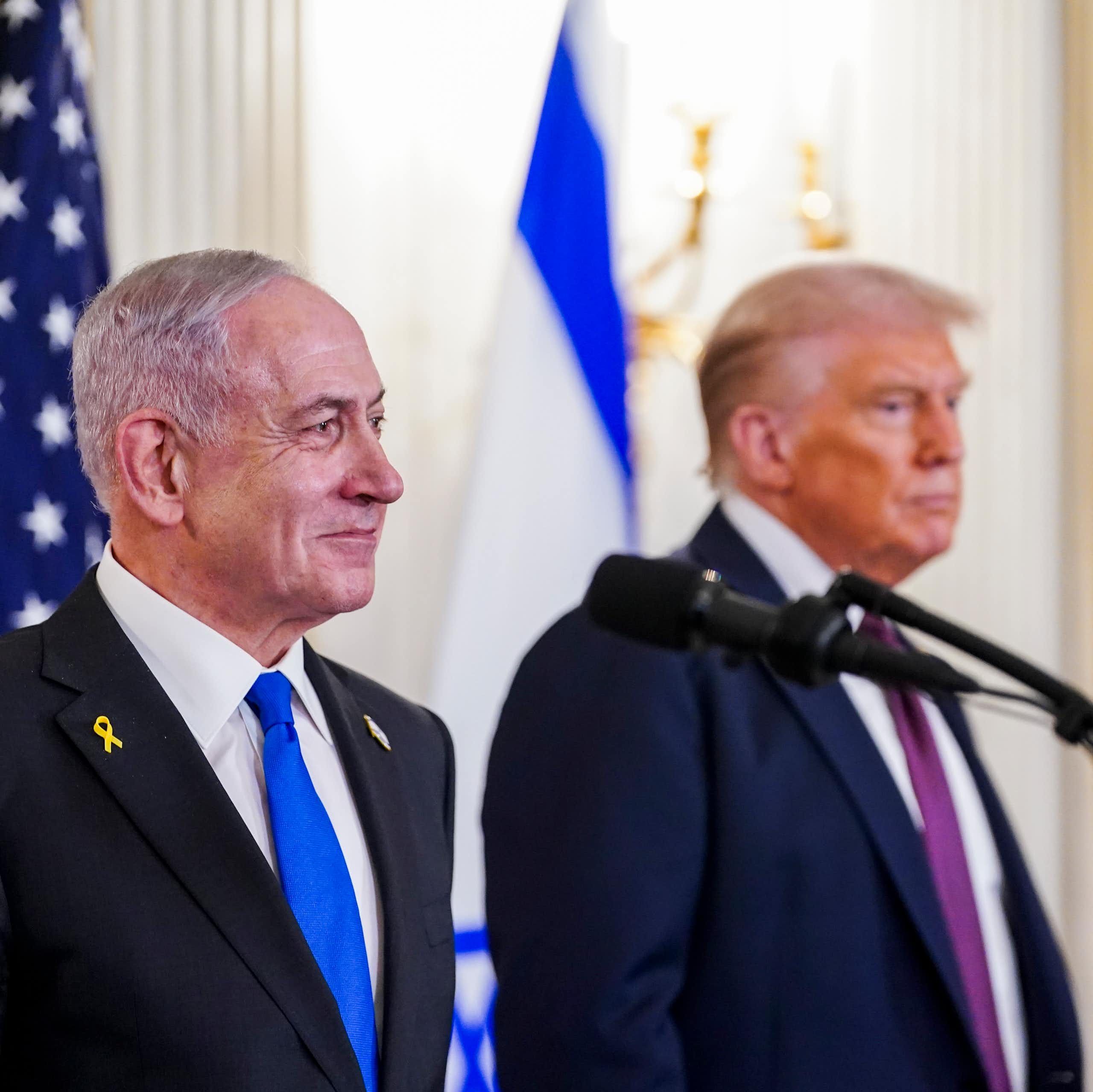 Donald Trump and Benjamin Netanyahu at a joint White House press conference.