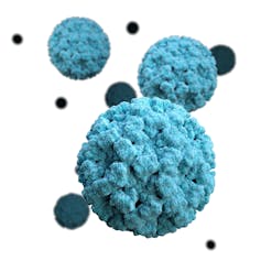 Illustration of blue norovirus particles