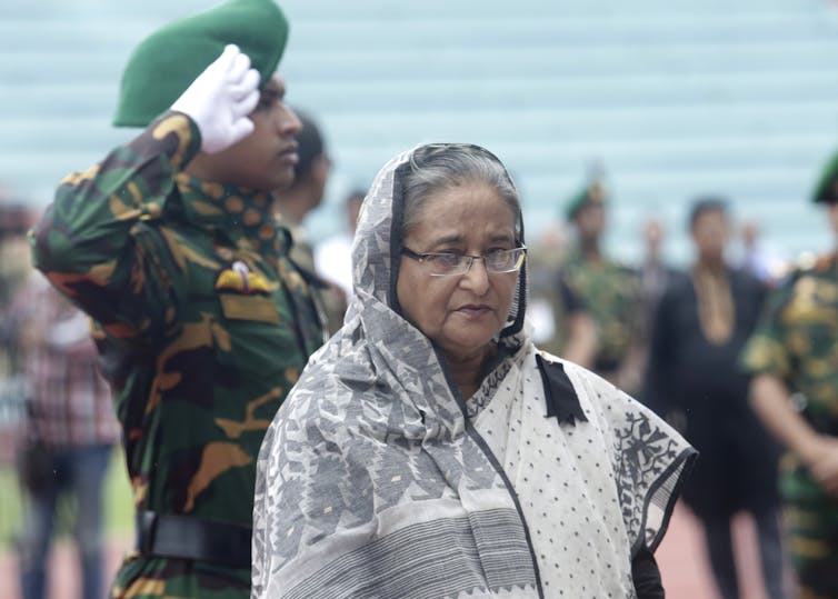 Sheikh Hasina attends a military ceremony.