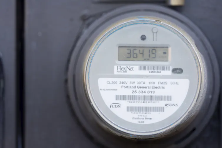 A circular piece of metal with a digital number readout.