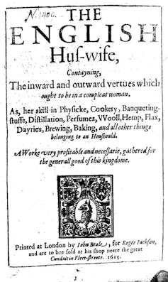 The frontis page of The English Housewife