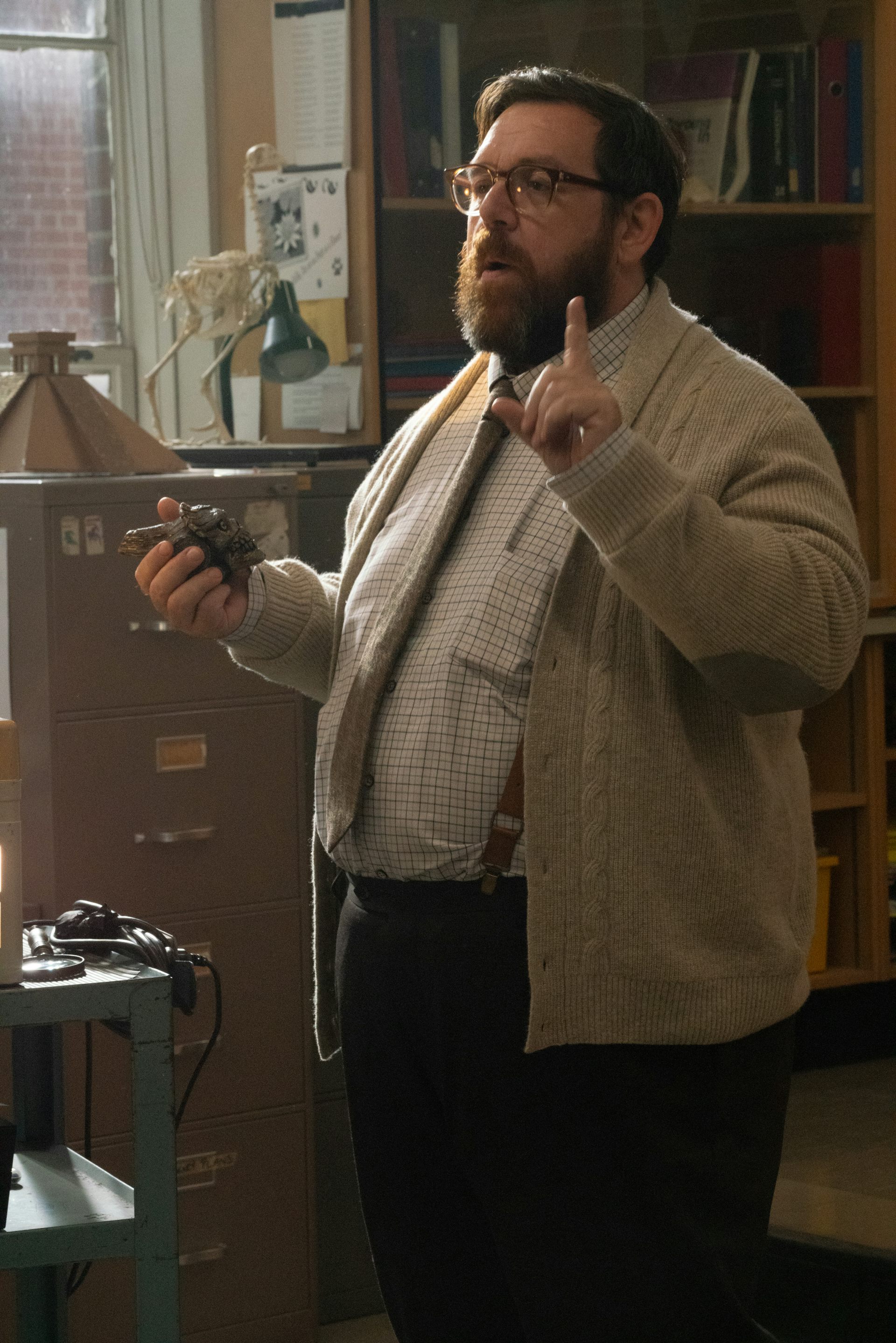 Nick Frost teaching in a classroom