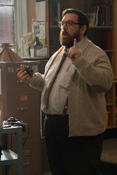 Nick Frost teaching in a classroom
