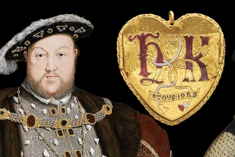 Henry VIII, Katharine of Aragon and the heart pendant emblazoned with their initials.