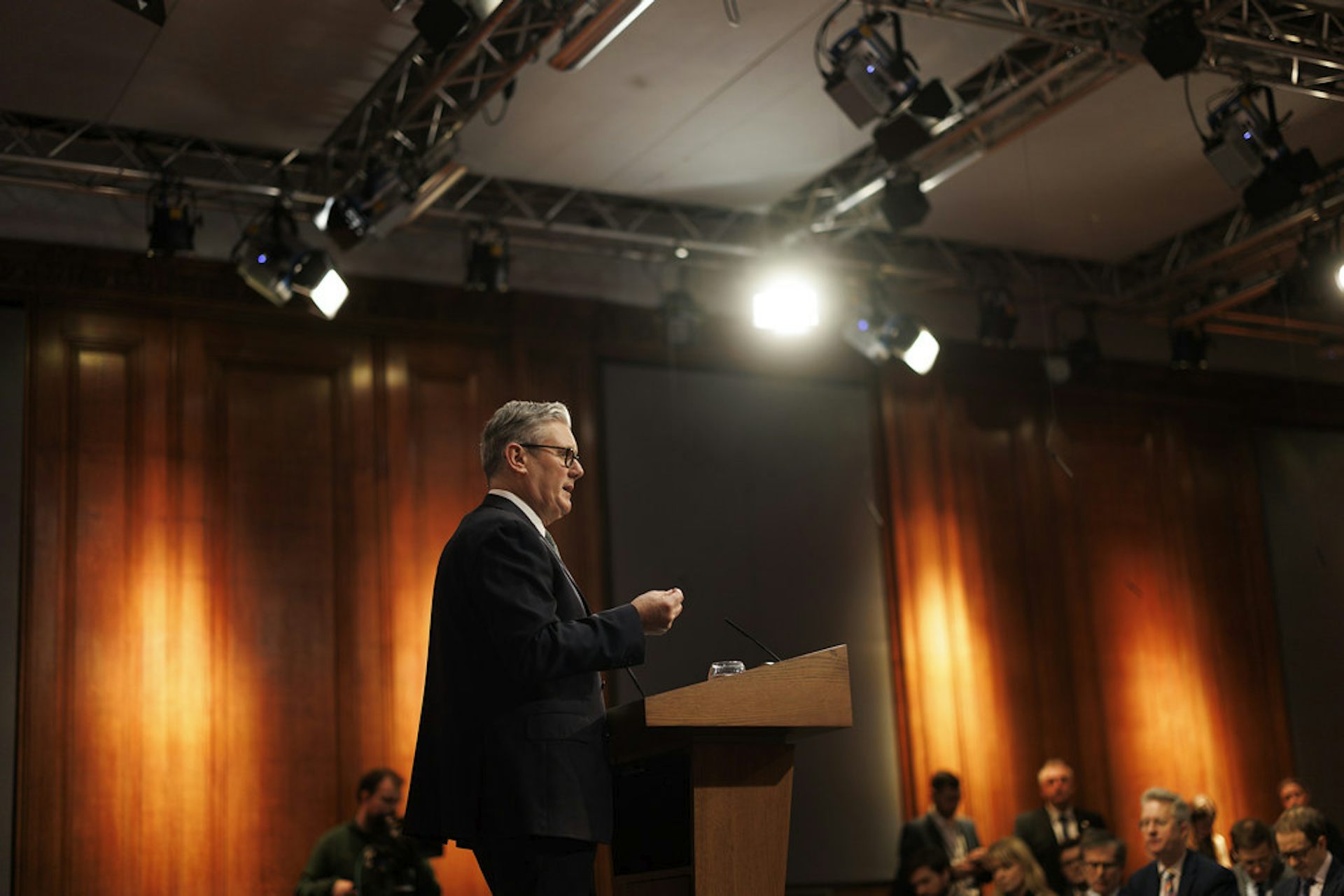 Keir Starmer giving a speech.