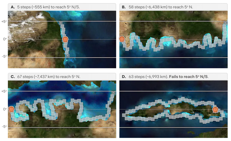 Annotated maps of various coastline shapes