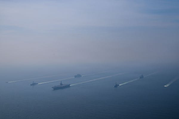 LArge ships are seen at sea