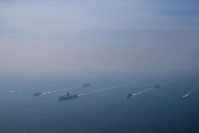 LArge ships are seen at sea