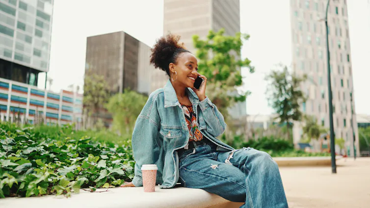 Woman wearing all denim