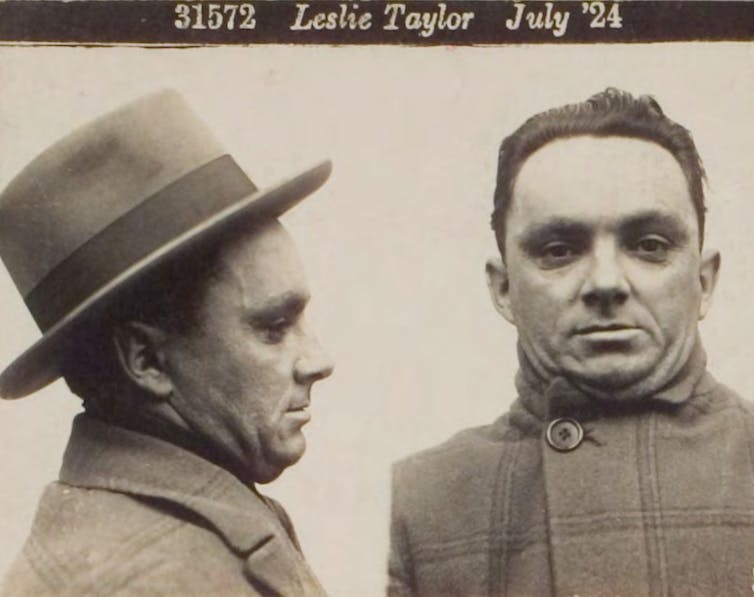 A side profile and headshot of a man in a suit and hat in the 1920s