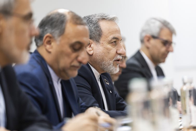 Abbas Araghchi speaks during indirect talks with US officials in Geneva.