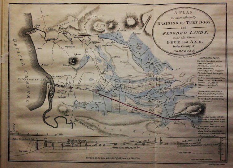 A map of the Somerset Levels from 1794.