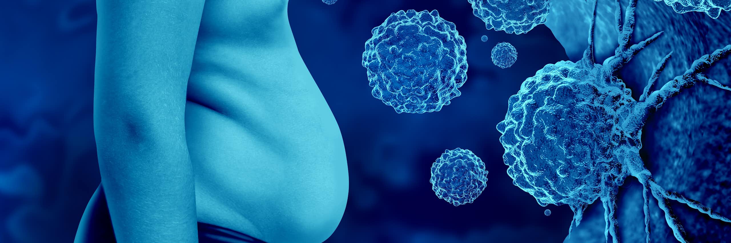 Un cos amb aparent obesitat davant de cèl·lules cancerígenes