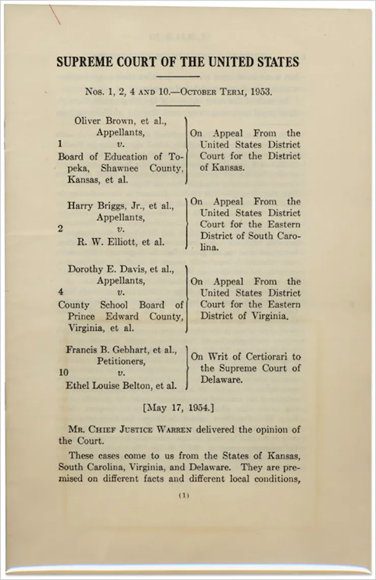 A yellowed page from a legal decision with the name 'SUPREME COURT OF THE UNITED STATES' at the top.