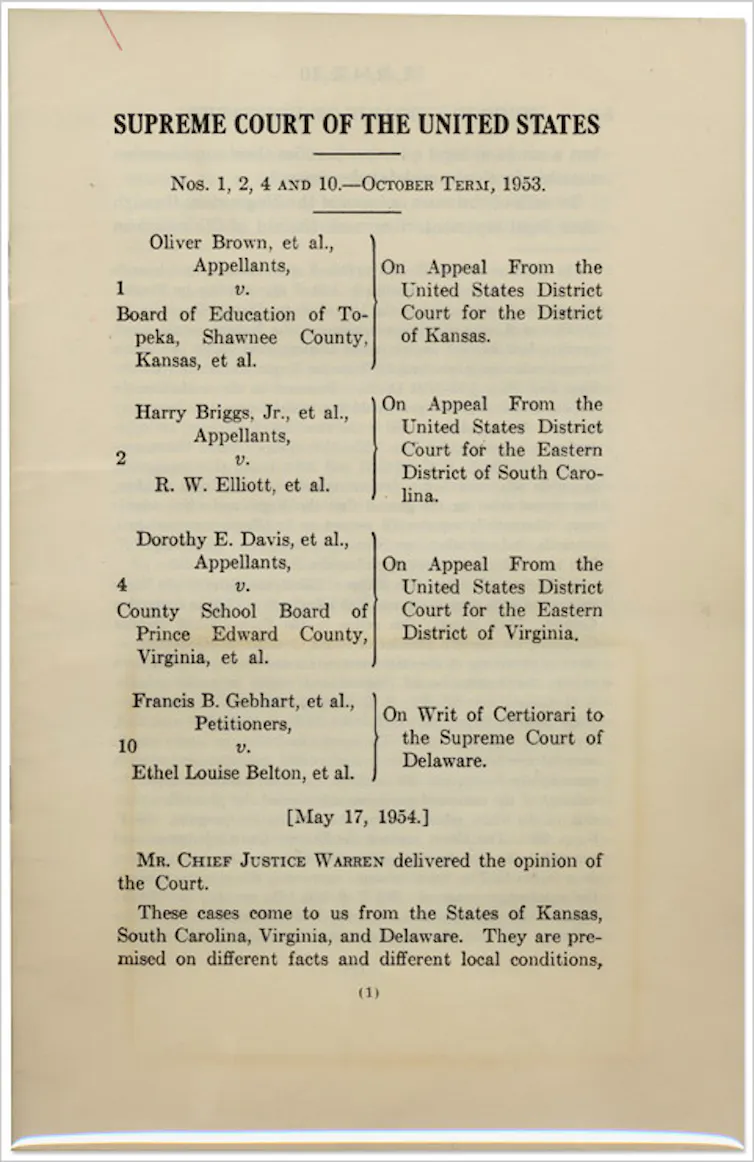 A yellowed page from a legal decision with the name 'SUPREME COURT OF THE UNITED STATES' at the top.