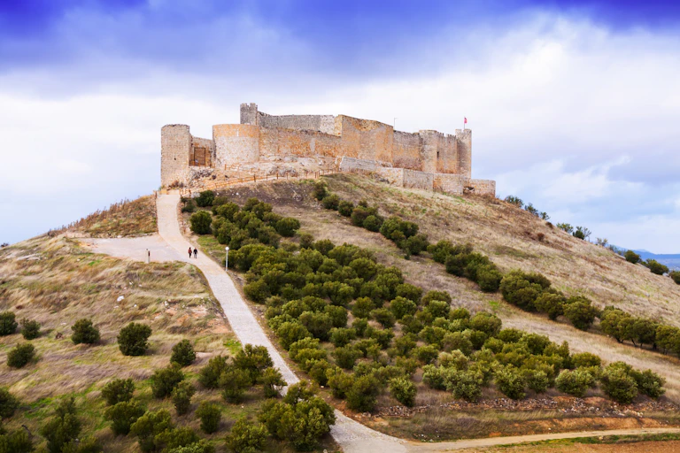 Castillo situado sobre una colina.
