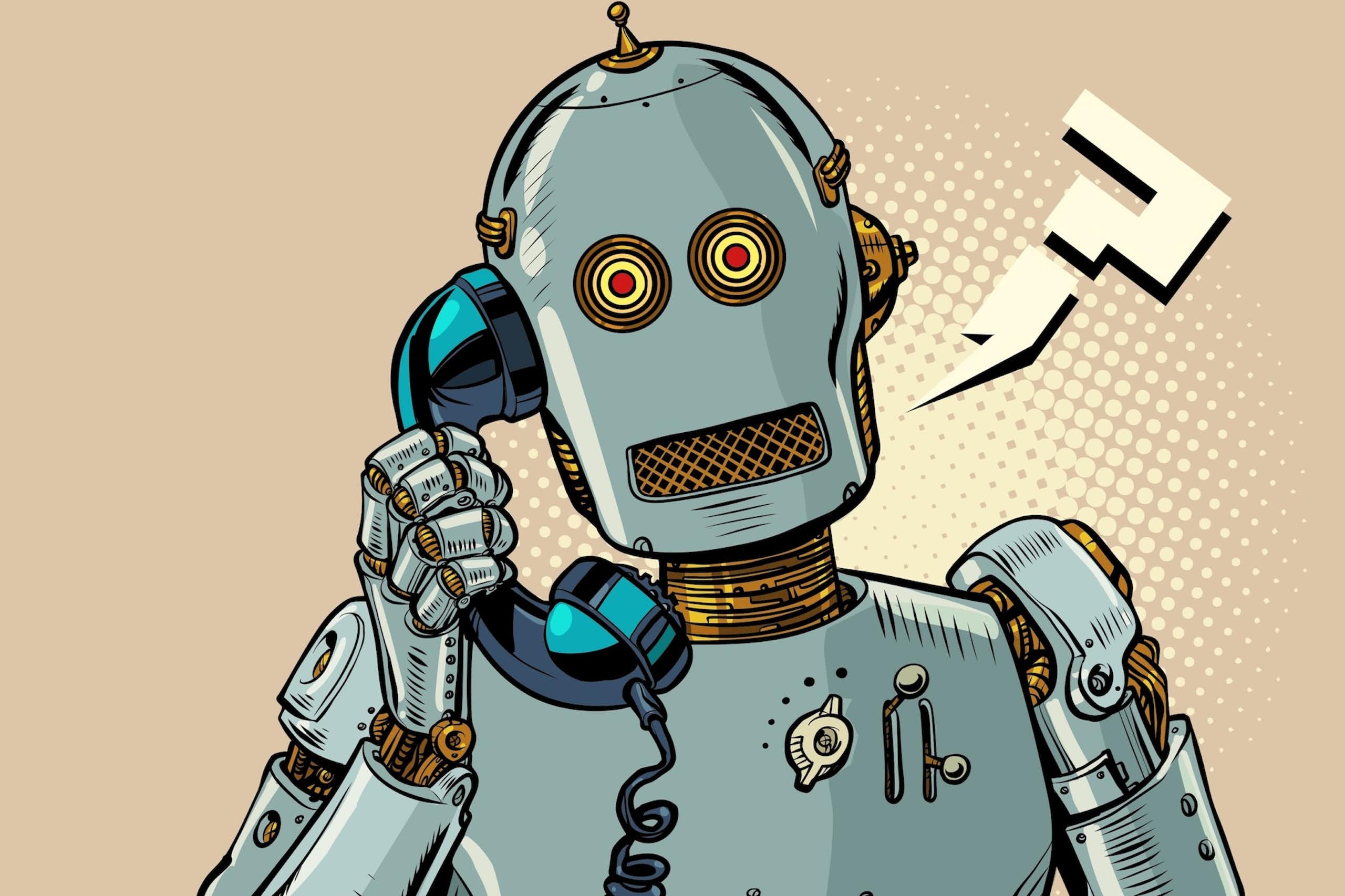 robot au téléphone