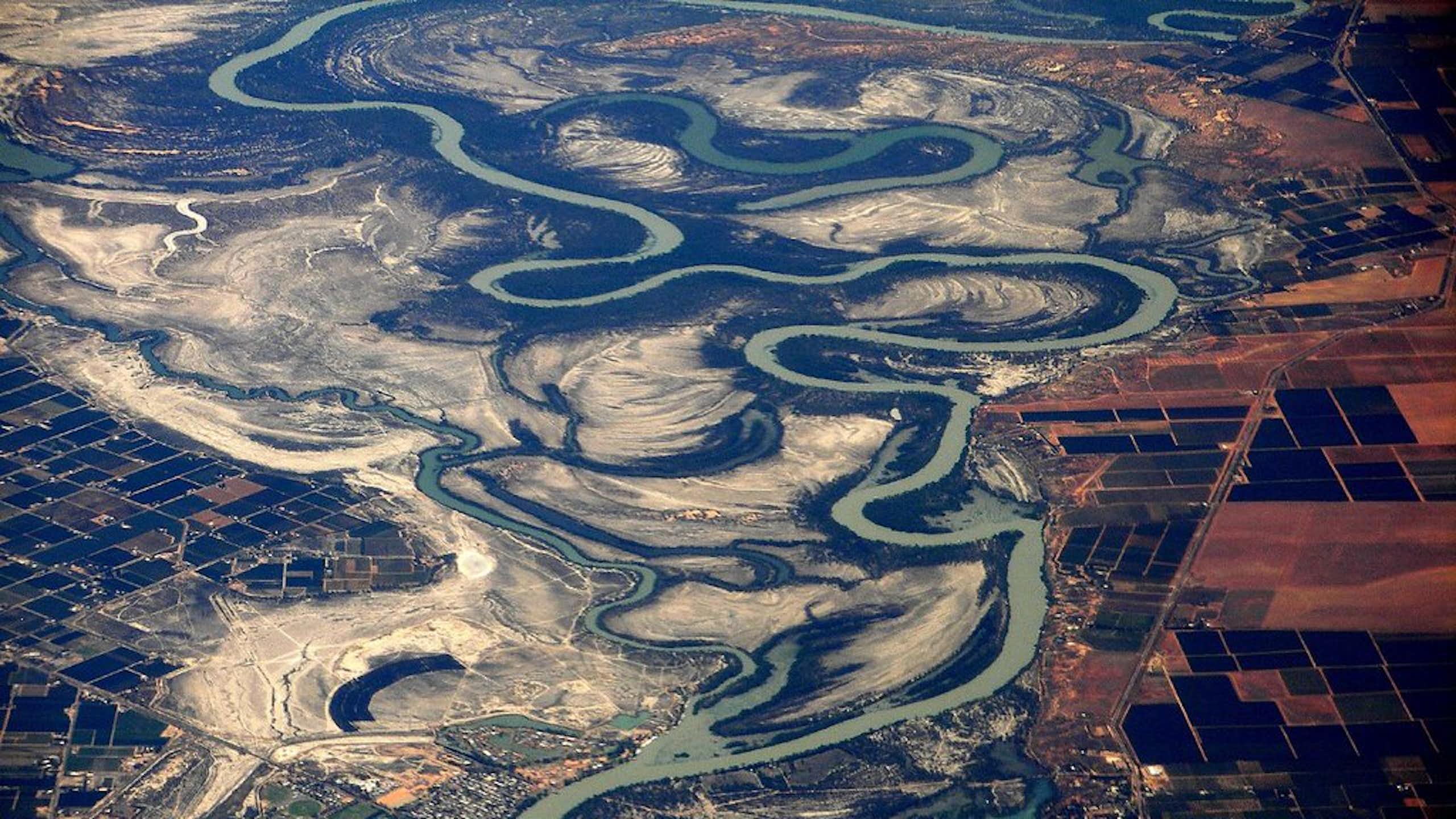 An aerial photo of the Murray-Darling River