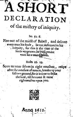 Los bautistas han ayudado a dar forma al debate sobre la libertad religiosa durante más de 400 años, hasta las leyes actuales de los 10 Mandamientos. 1 Una página blanca desde la portada del libro, con el título y otra información en fuente negra gruesa.