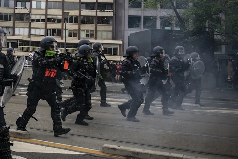Police in riot gear
