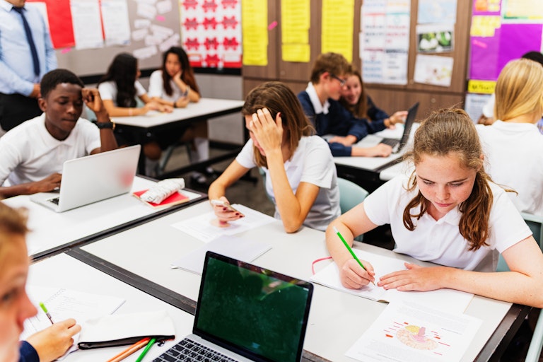 Children working in classroom