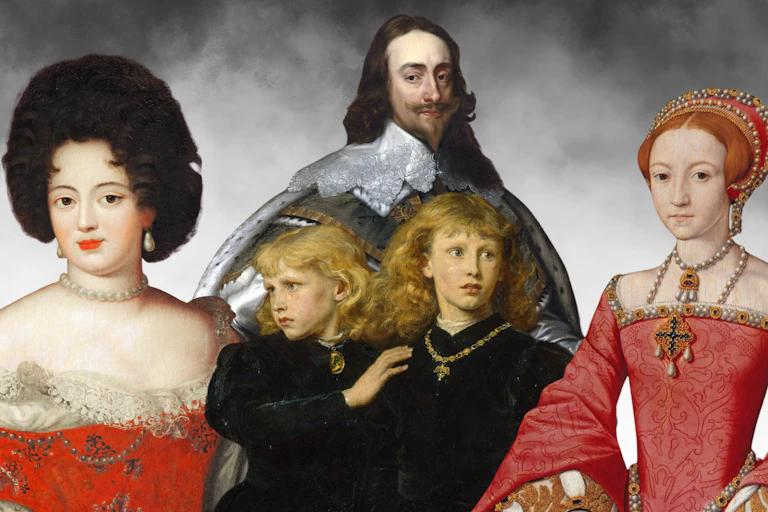 (L-R) Sophia Dorothea of Celle, King Charles I, the Princes in the Tower, and Elizabeth I.