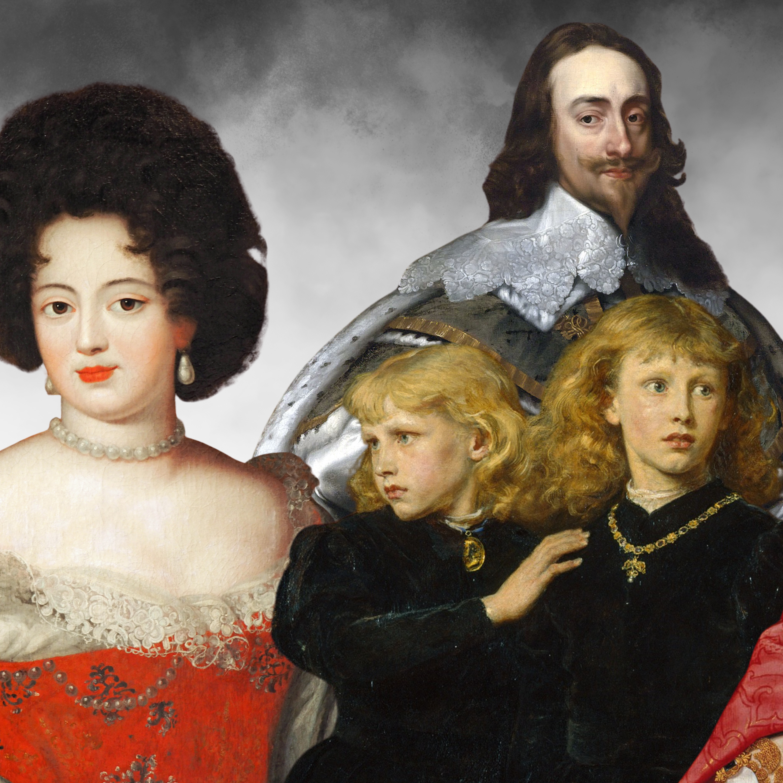 (L-R) Sophia Dorothea of Celle, King Charles I, the Princes in the Tower, and Elizabeth I.