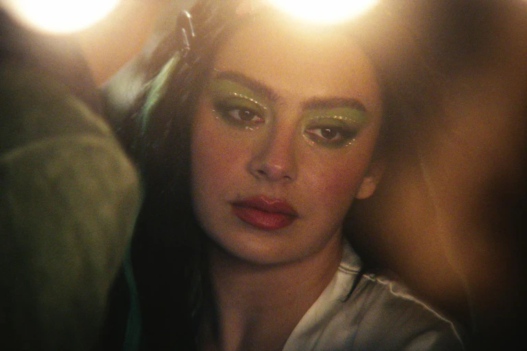 Charli XCX in green eyeshadow