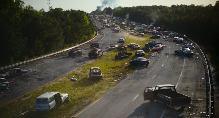 The 'Civil Conflict' Dystopia Going through the US These days: A Historical past of Violence 2 Many cars stopped on the highway.