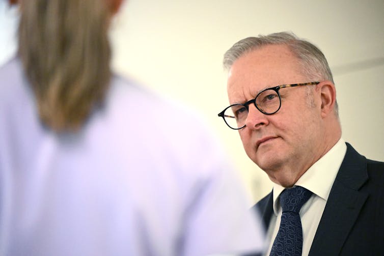 The side profile of Anthony Albanese