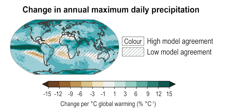 A map created by an ensemble with multiple computer models shows areas of agreement.