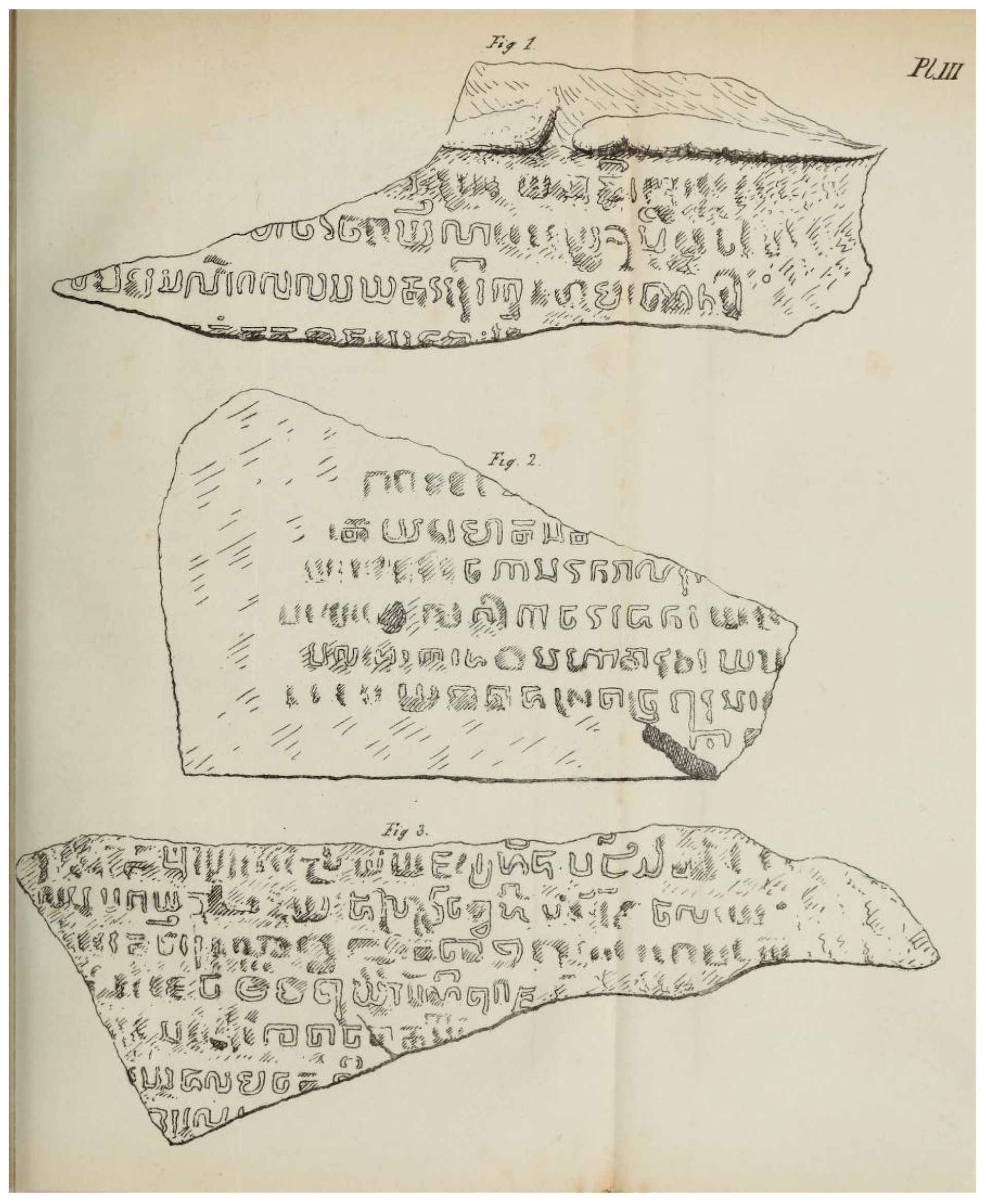 Drawings of the fragments of the Singapore Stone