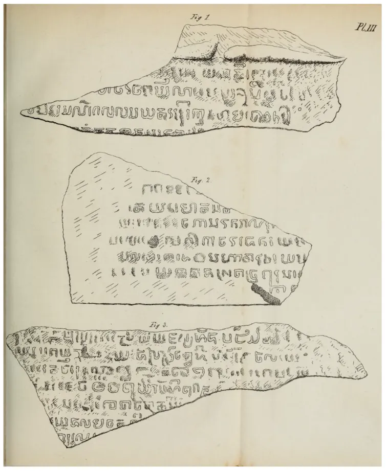 Drawings of the fragments of the Singapore Stone