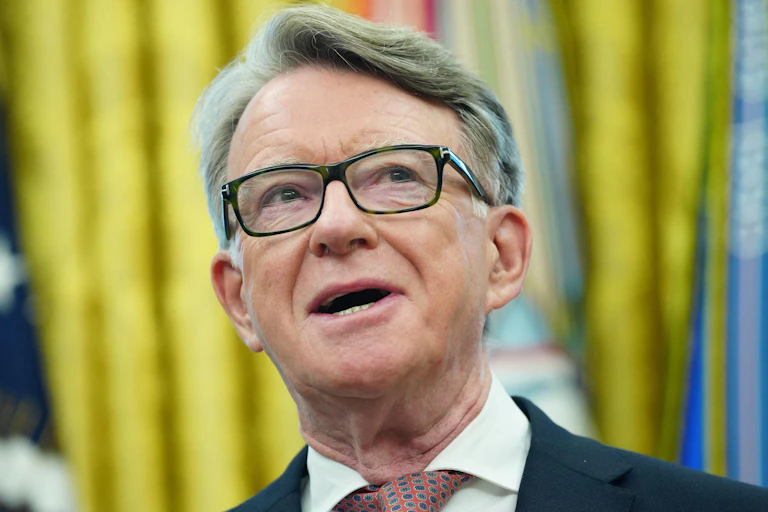 Close up of Peter Mandelson in the Oval Office