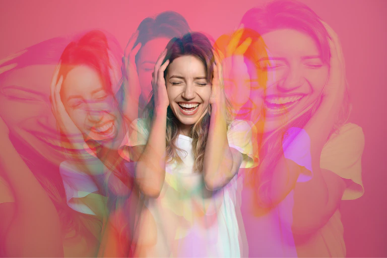 Concept of girl hallucinating