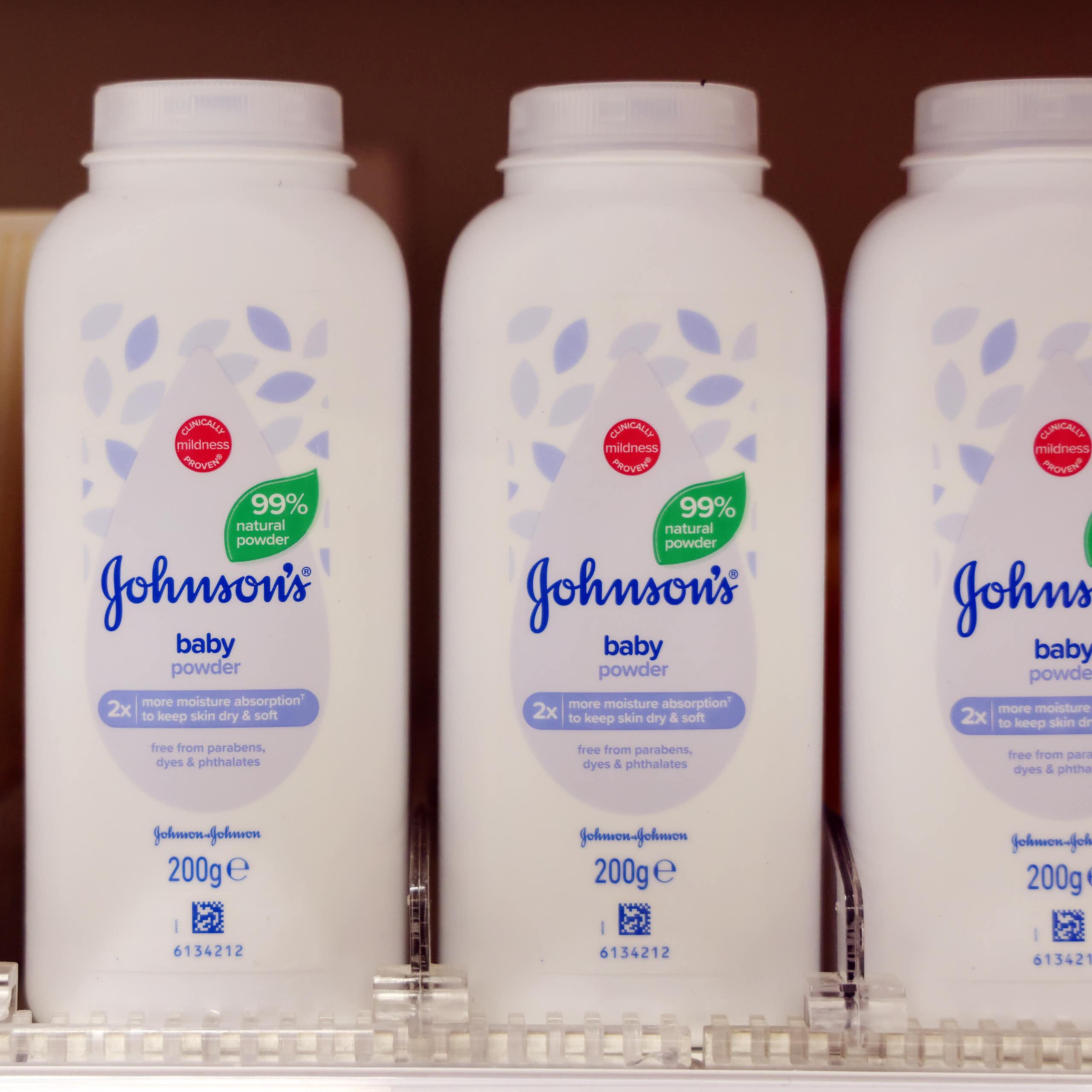 Johnson & Johnson talcum powder bottles photographed in the UK