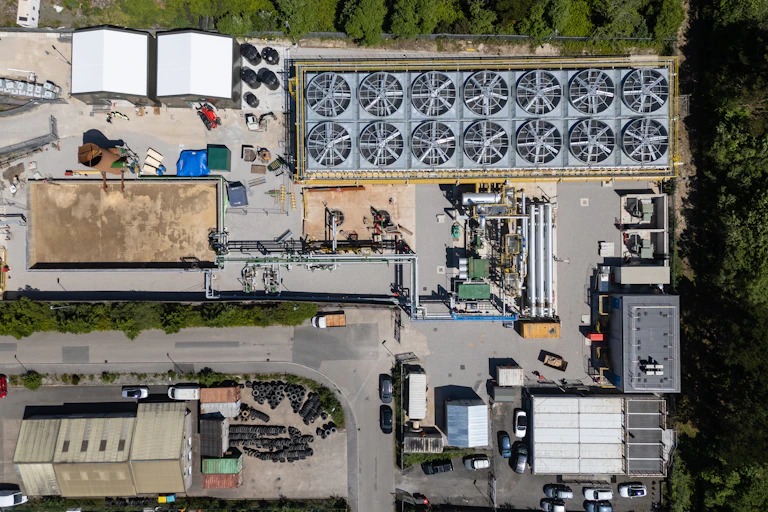 aerial shot of industrial plant