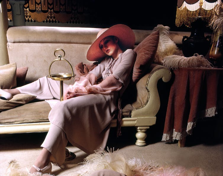 A young woman modelling Biba fashions.