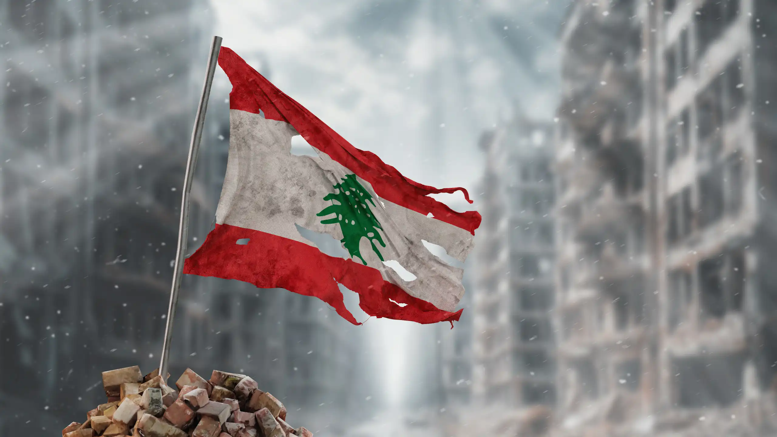 Drapeau libanais en berne