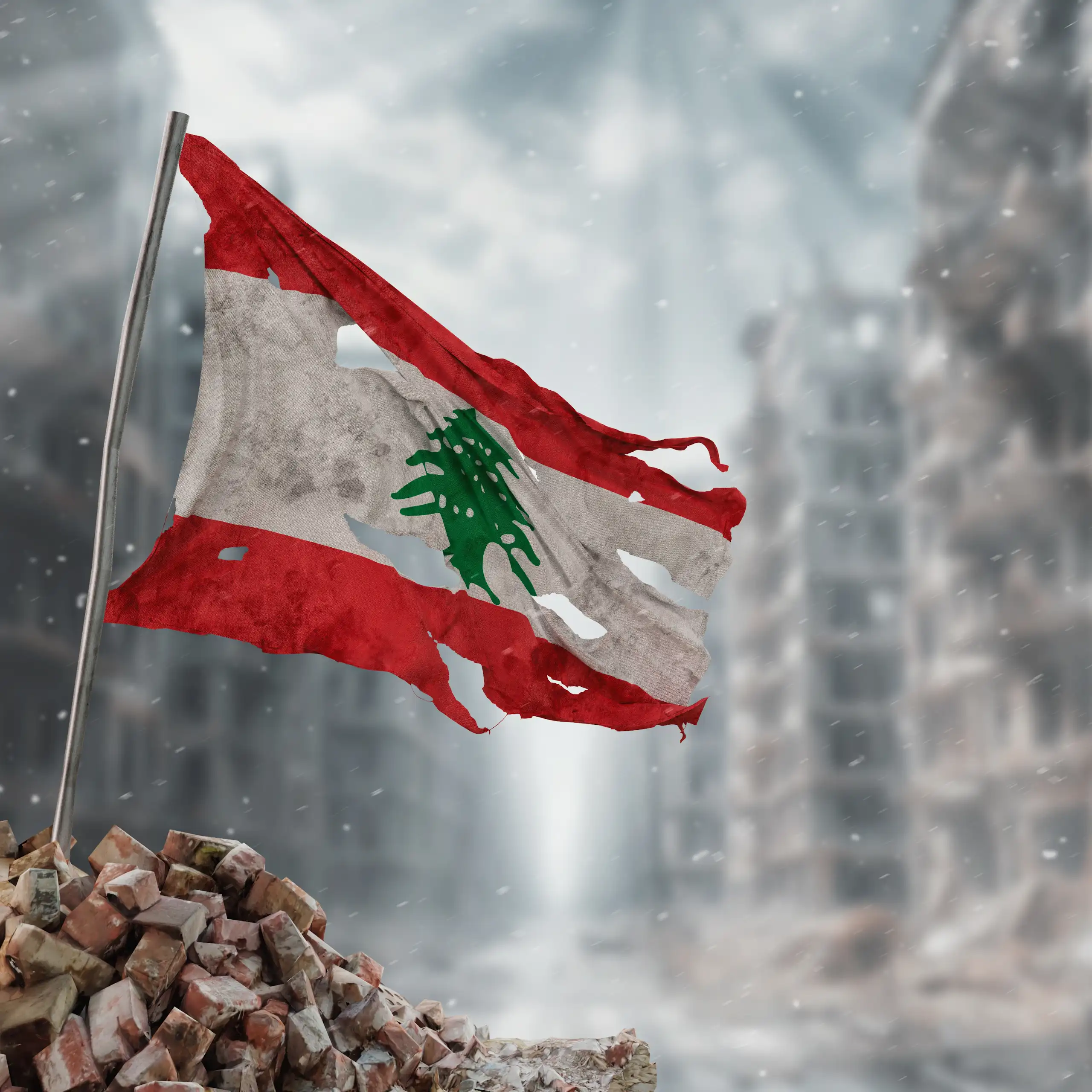 Drapeau libanais en berne