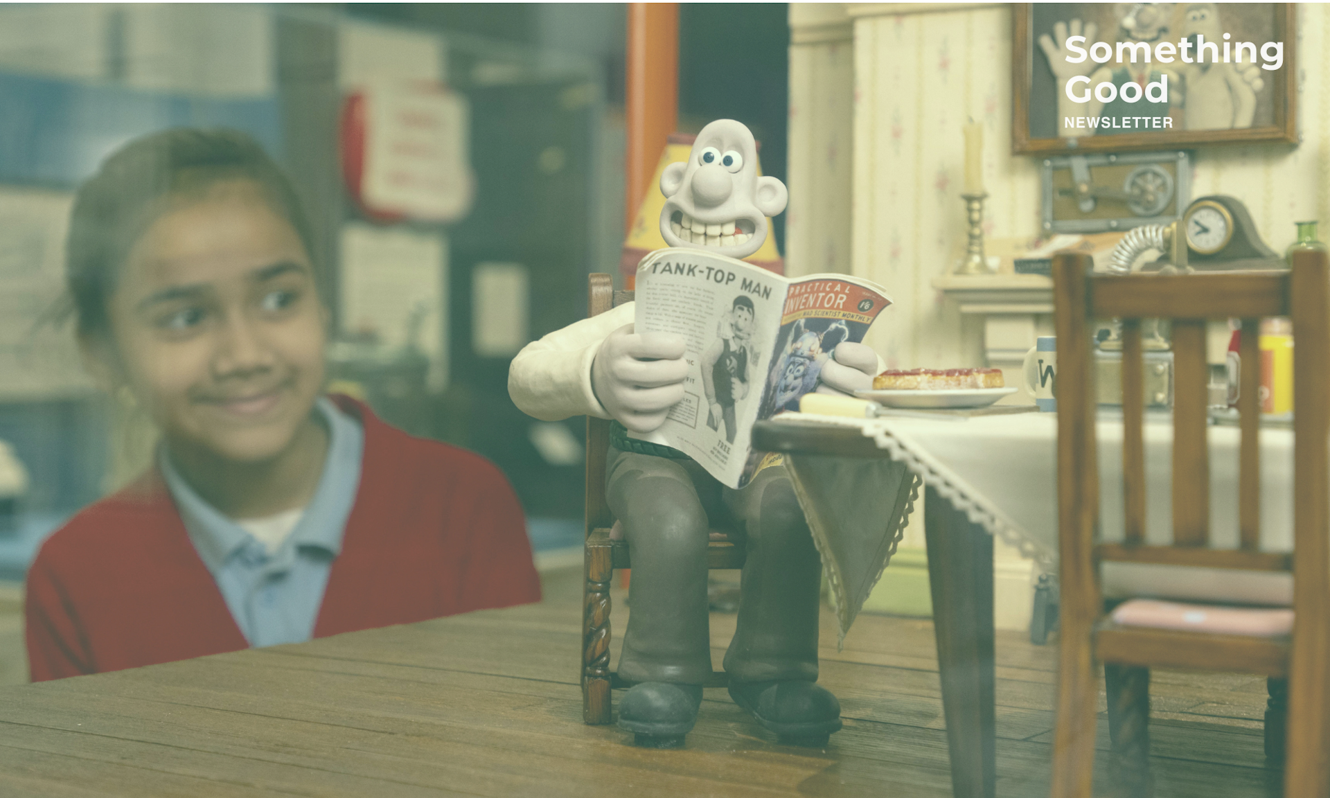 Child looking at model of Wallace.