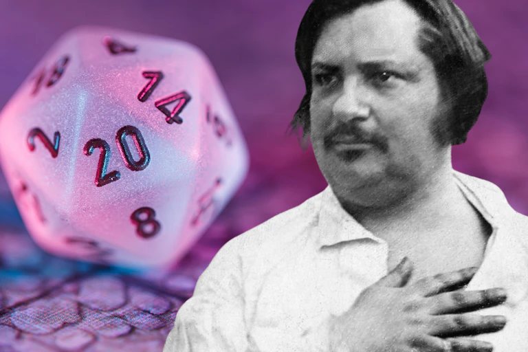 Balzac and a 20-sided Dungeons & Dragons dice