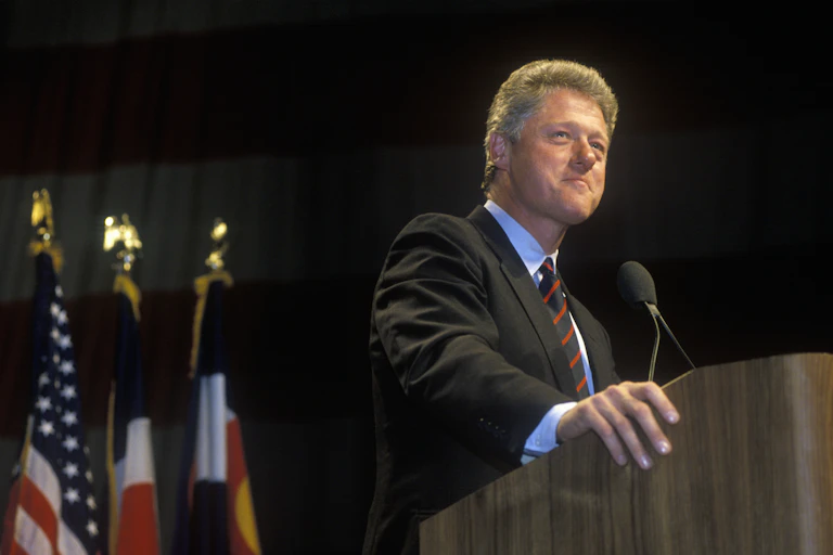 Bill Clinton addresses a campaign rally in 1992.