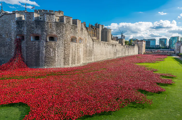 Art installation containing hundreds of thousands of poppies.