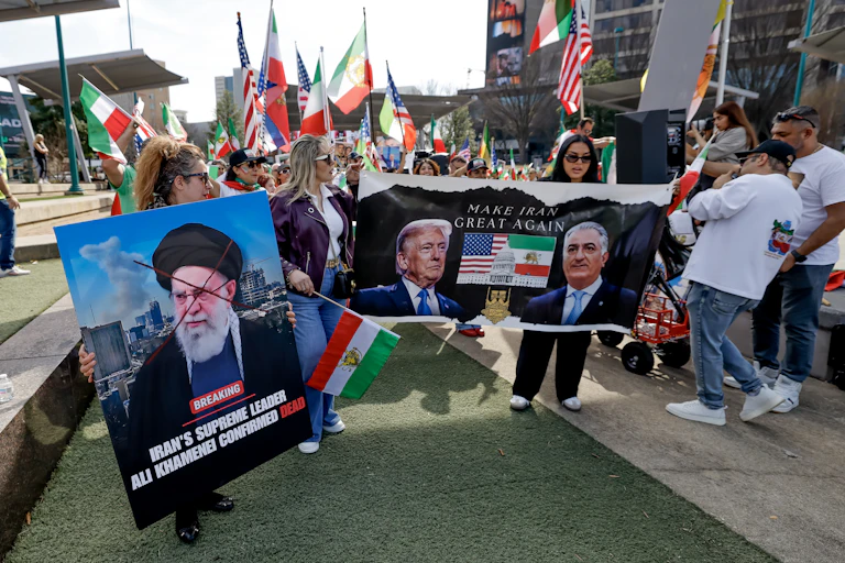 Supporters of regime change in Iran demonstrate in the US.