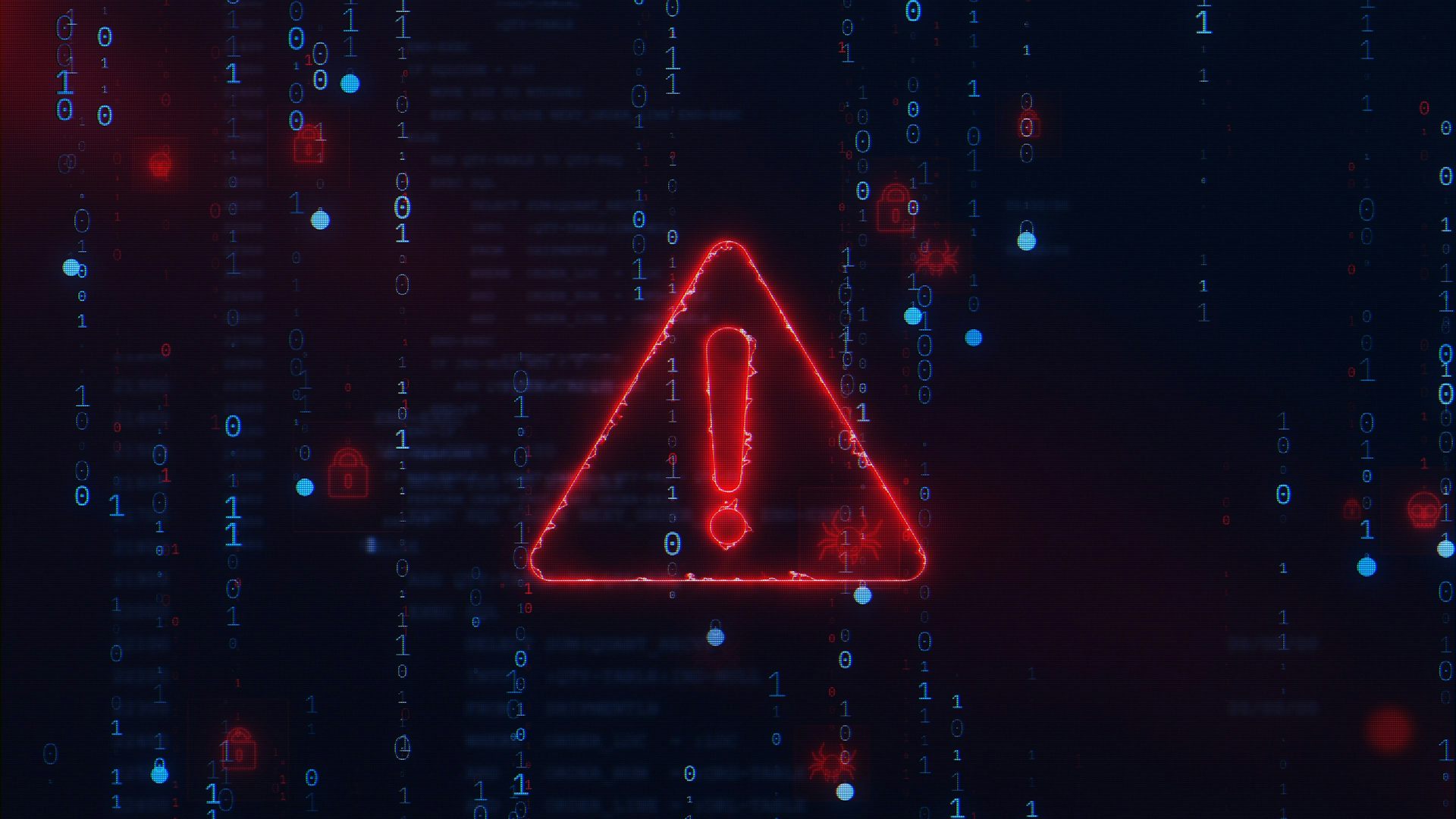 a red exclamation mark in a red triangle on a digital screen