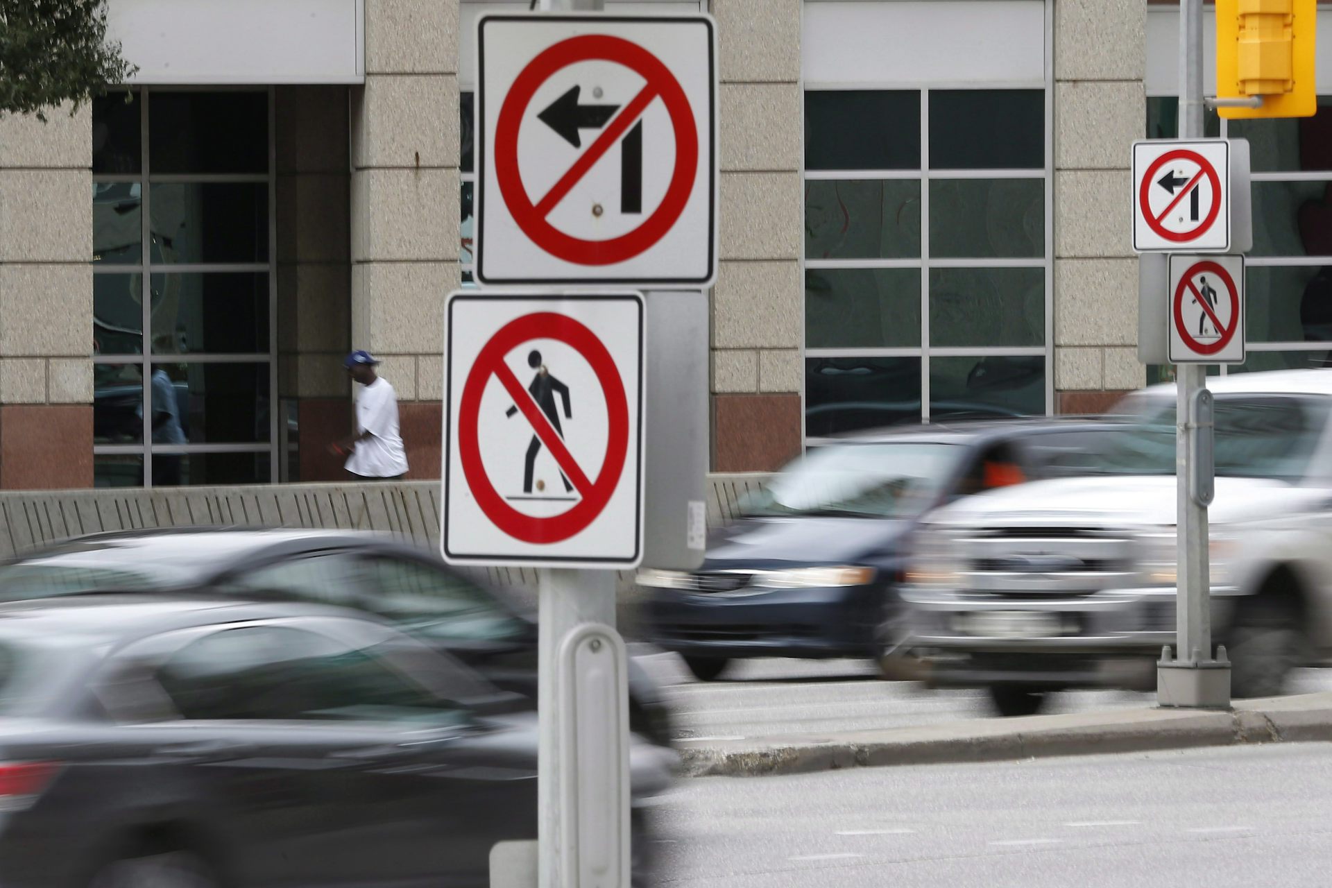 Blurred cars at an intersection