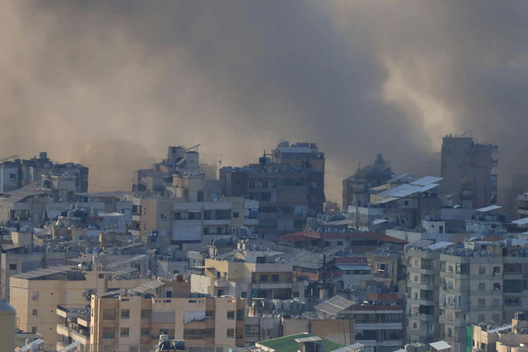 Beirut skyline following Israeli attack, March 2 2026.